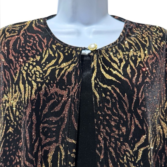 Elementz Metallic Glitter Jacket  Attached Velvet Cami Size XL Holiday Elegant - Picture 3 of 13